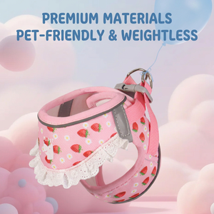 Arnés para Perro JSPET Rosa Fresa, Chaleco Acolchado con Bonito Ribete de Encaje y Hebilla Reflectante - Product Image 1