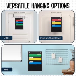 3 Pocket <b>File</b> Chart Black 14x19.5 Wall Hanging <b>Organizer</b> for Office School Use - Product Image 6