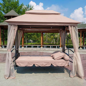 Fabrication en aluminium de haute qualité Loisirs de plein air Patio Hauteur de jardin Gazebo en tissu polyester Balançoire avec auvent et 3 places - Product Image 2