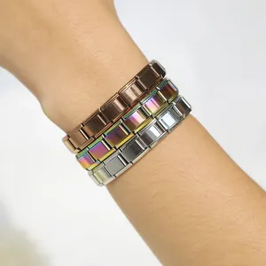 Bracciale a Maglie Italiane Hapiship con <span class=keywords><strong>Charm</strong></span> in Acciaio Inossidabile Argento e Oro all'Ingrosso - Product Image 4