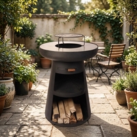 Fournitures de jardin - Brasero Plancha de 36 pouces facilement assemblable, en acier, pour cuisson au bois, avec cendrier, pour l'extérieur