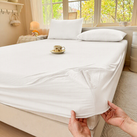 Housse de matelas unie double couche anti-taches, ensemble de draps-housses toutes saisons, couleurs assorties
