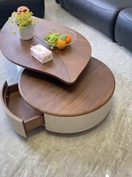 Table basse de salon en bois au design spécial en forme de feuille, luxe léger, style japonais Sabi Wabi, table basse en bois pour villa