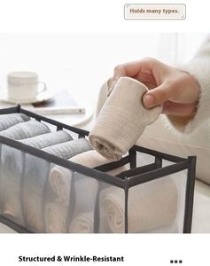 3-Layer Mesh Clothing Organizer <b>Storage</b> <b>Box</b> <b>Folding</b> Design 5-10kg Load Capacity Sustainable 100% Cotton for Underwear Bras Jeans - Product Image 3