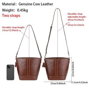 AndoBag Retro Shoulder <b>Bags</b> for Women, Genuine Leather Satchel Purse, Casual Crossbody <b>Bag</b> with Two <b>Straps</b> 1848 - Product Image 2