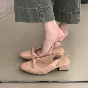 French Style Bow Front Flat Shoes with <b>Closed</b> <b>Toe</b> High Rear Platform Evergreen Design for Women - Product Image 5