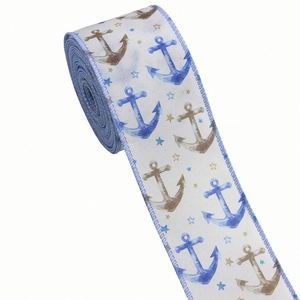 Nouveauté : Ruban en toile de jute filé à thème côtier de 6,3 cm x 10 yards pour la décoration intérieure côtière et l'emballage de cadeaux de plage - Product Image 6