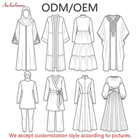 Robe Abaya à col montant Aschulman, design personnalisé, manches cloche, coupe ample et modeste, longue, pour femmes musulmanes, vêtements islamiques décontractés
