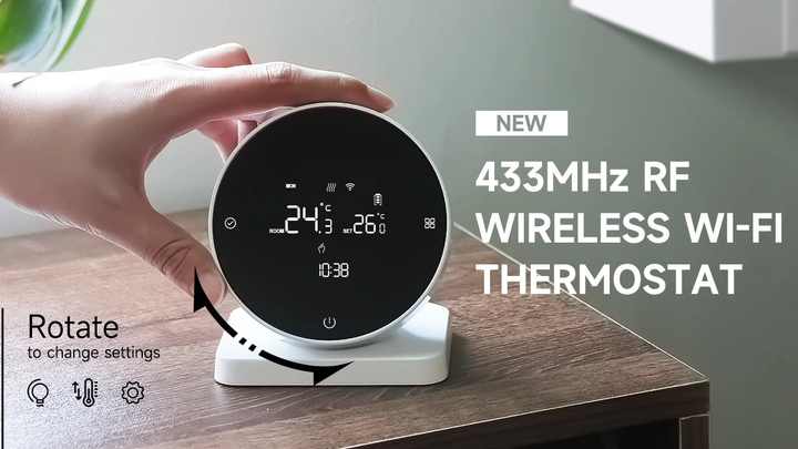 Wireless Wifi Gas Boiler Heating Thermostat with Round Frame
