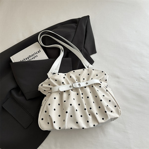Bolso de Hombro con Diseño de Puntos y Volantes para Mujer, Bolso de Mano con Hebilla de Perlas y Encaje para Uso Diario, Venta al Por Mayor - Product Image 3