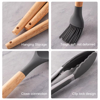 Ustensiles de cuisine en silicone 12 pièces outils de cuisine pelle cuillère résistant aux hautes températures ensembles d'ustensiles de cuisine avec seau de rangement