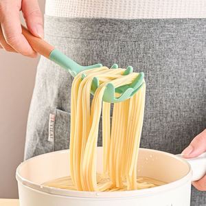 Kitchen Pasta Preparation Cookware Flexible Non-Stick Spaghetti Scoop Noodle Strainer with Wooden Handle Home Use - Product Image 5