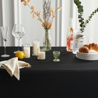 Nappe noire de fête en polyester pour mariage, couverture de table tissée simple en gros, nappe personnalisée carrée rectangulaire