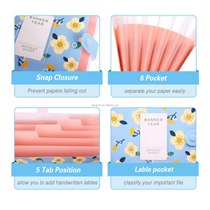 Đa Màu sắc xách tay nút nhựa accordion tài liệu thư mục không thấm nước 5 túi mở rộng tập tin thư mục - Product Image 6