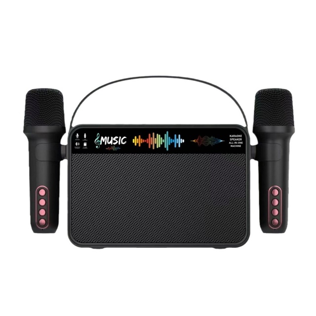 Y-19 All-in-One Portable Karaoke Machine Dual Mic Color Light USB Communication New Battery for Outdoor Use
