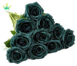 Bouquet de roses artificielles, fleurs ouvertes, tiges de roses pour l'arrangement de mariage, Bouquet de mariée, centre de table, fleurs en soie - Product Image 1