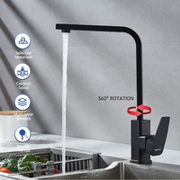 Robinet de cuisine moderne monocommande noir mat, mitigeur chaud/froid, bec haut rotatif à 360 degrés, anti-éclaboussures avec aérateur