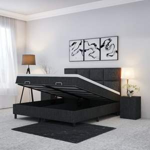 Lit Moderne Luxueux Ajustable avec Rangement, Revêtement en Velours/Lin/Chenille, Cadre Chromé, Capitonnage Confortable, Écologique et Durable - Product Image 3