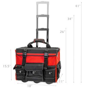 Heavy Duty Tool <b>Bag</b> Portable Rolling Tool Storage Organizer Tote <b>Bag</b> <b>with</b> Telescoping Handle and <b>Wheels</b> - Product Image 2