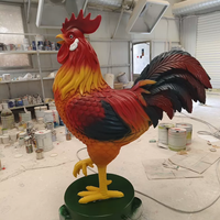 Décoration de jardin extérieure personnalisée, statue de poule en résine de grande taille, sculpture de coq en fibre de verre à vendre