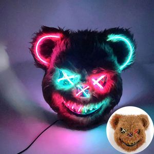 Maschera LED Luminosa a Forma di Orso con Filo EL per Feste di Halloween, Compleanno e Pasqua, Realizzata in PVC e Silicone - Product Image 1