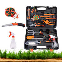 Ensemble d'outils de jardinage portables en plastique de 14 pièces, pelle, râteau, sécateur en acier inoxydable