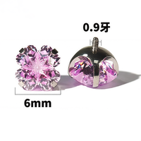 Anting-anting tusuk tulang rawan ASTM F136 tanpa ulir, berbahan titanium, model bunga dengan CZ, berbagai warna, setting prong, hipoalergenik, bebas nikel, grosir.