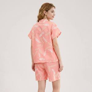 Pyjamas roses pour femmes, grandes tailles, ensemble en coton, vêtements de nuit doux en bambou personnalisés pour femmes, fabricant de vêtements de nuit, vente en gros, usine. - Product Image 6