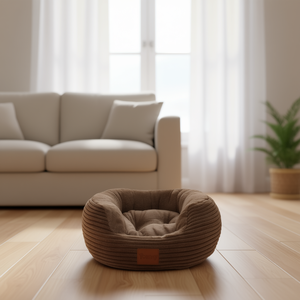 Cuccia per Cani Yommy in Velluto a Coste, Ovale, Morbida, Misure S M L, Base Impermeabile Antiscivolo - Product Image 3