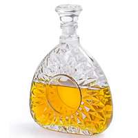 Carafe en verre antique vide de haute qualité, transparente, 25 oz/750 ml, en forme de bouteille en verre avec bouchon hermétique pour vin, whisky, brandy