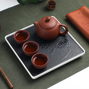 Service à thé Zisha, kit de voyage portable avec petit plateau et tasses pour la maison, le bureau et l'extérieur - Product Image 3