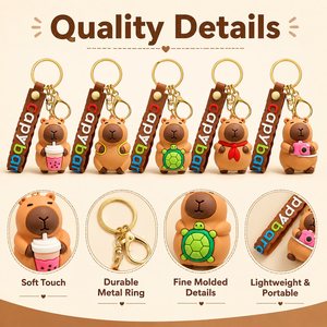 Porte-clés en PVC Capybara mignon en gros, pendentif de sac animal de dessin animé, breloque de sac à dos, cadeau - Product Image 3