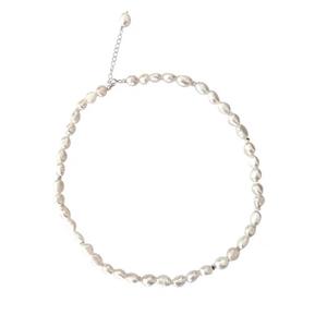 Collier en argent S925 à la mode avec perle baroque et chaîne de clavicule en argent écrasé, durable et élégant pour un port superposé - Product Image 5