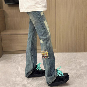 Jeans slim en denim pour hommes, style resort, avec détail sur le bord, pour les vacances, vente en gros - Product Image 2