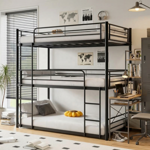 <span class=keywords><strong>Lit</strong></span> superposé triple moderne, taille double, structure métallique, modulaire, pour enfants, gain de place, mobilier de chambre, salon, école, appartement, usine - Product Image 3