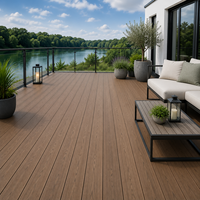 Nouveau design de terrasse en WPC solide, antidérapant, brossé, composite co-extrudé, imperméable, revêtement de sol extérieur