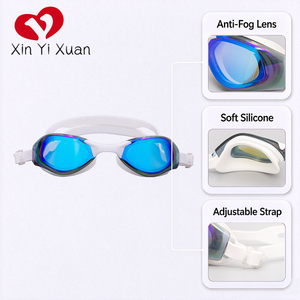Gafas de natación Xinyixuan personalizadas para adultos con lentes de espejo, antivaho, impermeables, con protección UV, correa ajustable y marco de silicona para entrenamiento. - Product Image 5