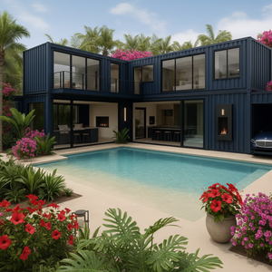 Villa de Lujo de Dos Pisos en Contenedor <span class=keywords><strong>con</strong></span> <span class=keywords><strong>Piscina</strong></span>, Casa Modular Prefabricada <span class=keywords><strong>con</strong></span> Cristales Panorámicos <span class=keywords><strong>para</strong></span> Vida Costera Tropical y <span class=keywords><strong>Vacaciones</strong></span> de Alta Gama - Product Image 1