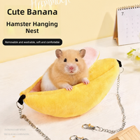Hamac banane pour hamster, en peluche de coton, motif dessin animé, lit suspendu, abri chaud pour petit animal, cachette pour petaugeuse