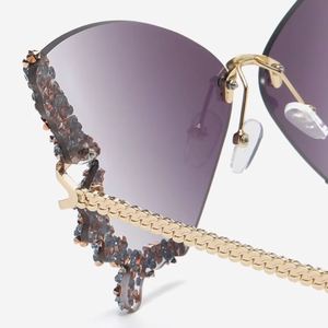 Gafas de sol de lujo para mujer con diseño de mariposa y diamantes, gafas de sol de mariposa sin montura con diamantes y cambio gradual de color para mujer - Product Image 4