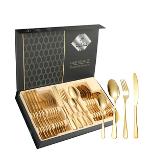 24 pezzi posate posate posate <span class=keywords><strong>Set</strong></span>, servizio utensili in acciaio inox per 6, Include forchetta coltello cucchiaio, lucidato a specchio - Product Image 2