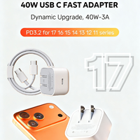 Cargador Rápido USB-C PD 3.0 de 40W con Enchufe Estadounidense y Adaptador de Pared Eléctrico Ignífugo para Teléfono Móvil 17 Pro Max, Carga de Alta Velocidad