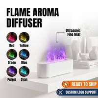 Diffuseur d'arômes ultrasonique 7 couleurs avec flamme, humidificateur, brumisateur d'huiles essentielles avec minuterie 500ml pour la maison
