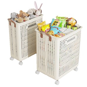 Visualize Collapsible Laundry <b>Basket</b> With Wheels Rectangle <b>Large</b> Capacity Clothing Organizer For Bathroom Bedroom - Product Image 5