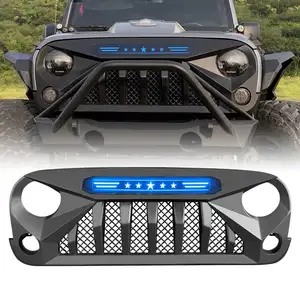 Terlaris 2024 Grill untuk Jeep Wrangler dengan hari berjalan cahaya Jeep Wrangler jk aksesoris Grill