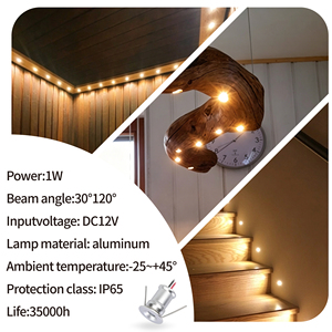 Mini Lámpara LED Empotrable de <span class=keywords><strong>1W</strong></span> IP65, 12V, Regulable, para Interiores, Fiestas, Escaleras, Pasillos, Gabinetes, Techo - Product Image 3