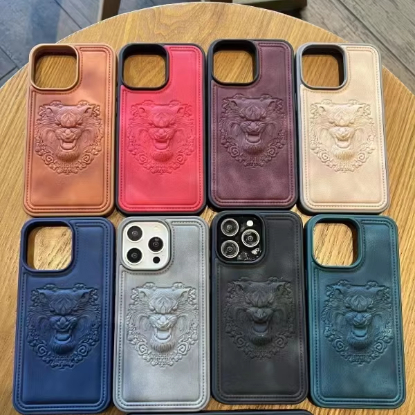 New Design PU Leather Pattern Invisible Phone Case for iPhone 17 Pro Max 16 Pro Luxury Type Phone Cover for Samsung S25 ULTRA