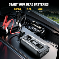 Démarreur d'urgence portable 12 V pour batterie de voiture, pour jusqu'à 10 L de diesel ou 7 L d'essence