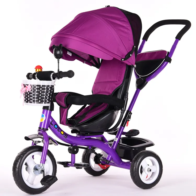 Luxo trike do bebê com luz e música/bebê smart trike recliner/cadeira de crianças 4 em 1 carrinho de bebê triciclo para venda