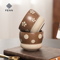 Tasse à café en céramique personnalisée FENN, sans anse, pour latte, 290 ml, pour expresso, cappuccino, tasse à thé en céramique marron, tasse en poterie pour cadeau